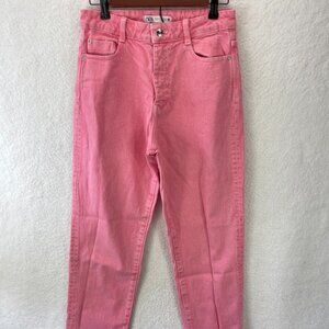 ZARA Jeans Women’s Size 4 Pink High Waisted Denim Straight Leg Pants